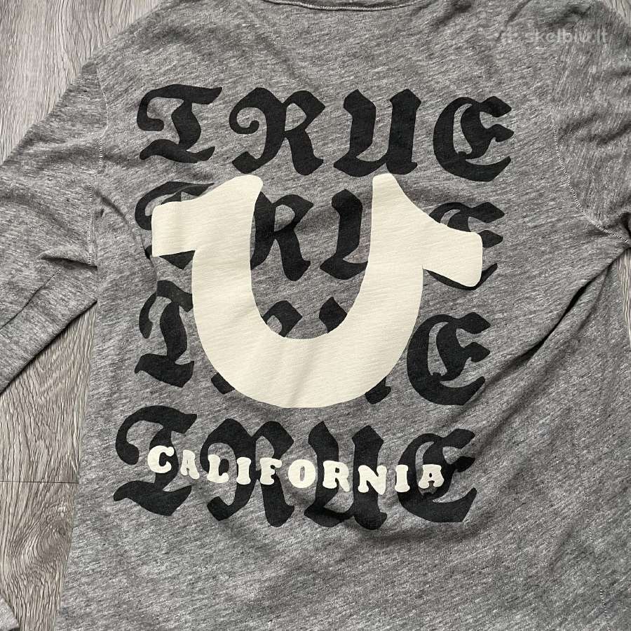 True Religion pilkas ilgarankovis megztinis - nuotraukos Nr. 5