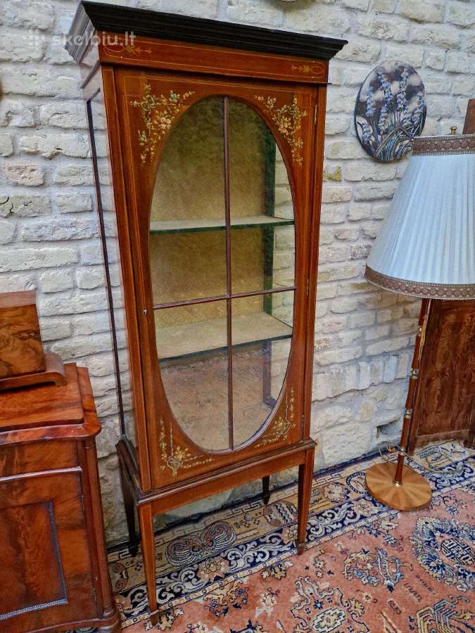 Vintažinė raudonmedžio indauja/vitrina - nuotraukos Nr. 8