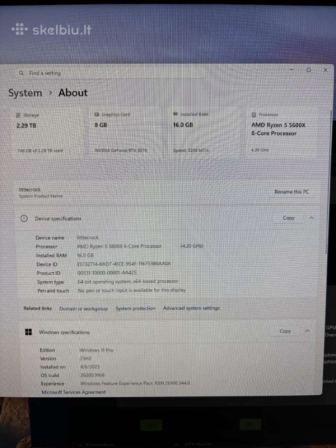 Ryzen 5 5600x/rtx 3070/ 16gb RAM/ 2.5tb - nuotraukos Nr. 7