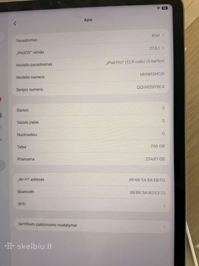 iPad Pro 12.9 5-OS kartos, 256 GB - nuotraukos Nr. 7