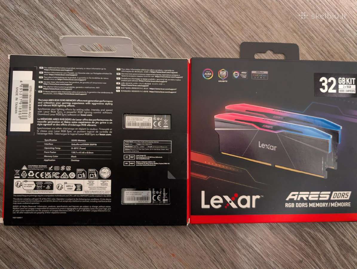 Ddr5 Lexar Ares 2nd Gen 32gb (2x16gb) 6000mhz Cl30 - nuotraukos Nr. 2