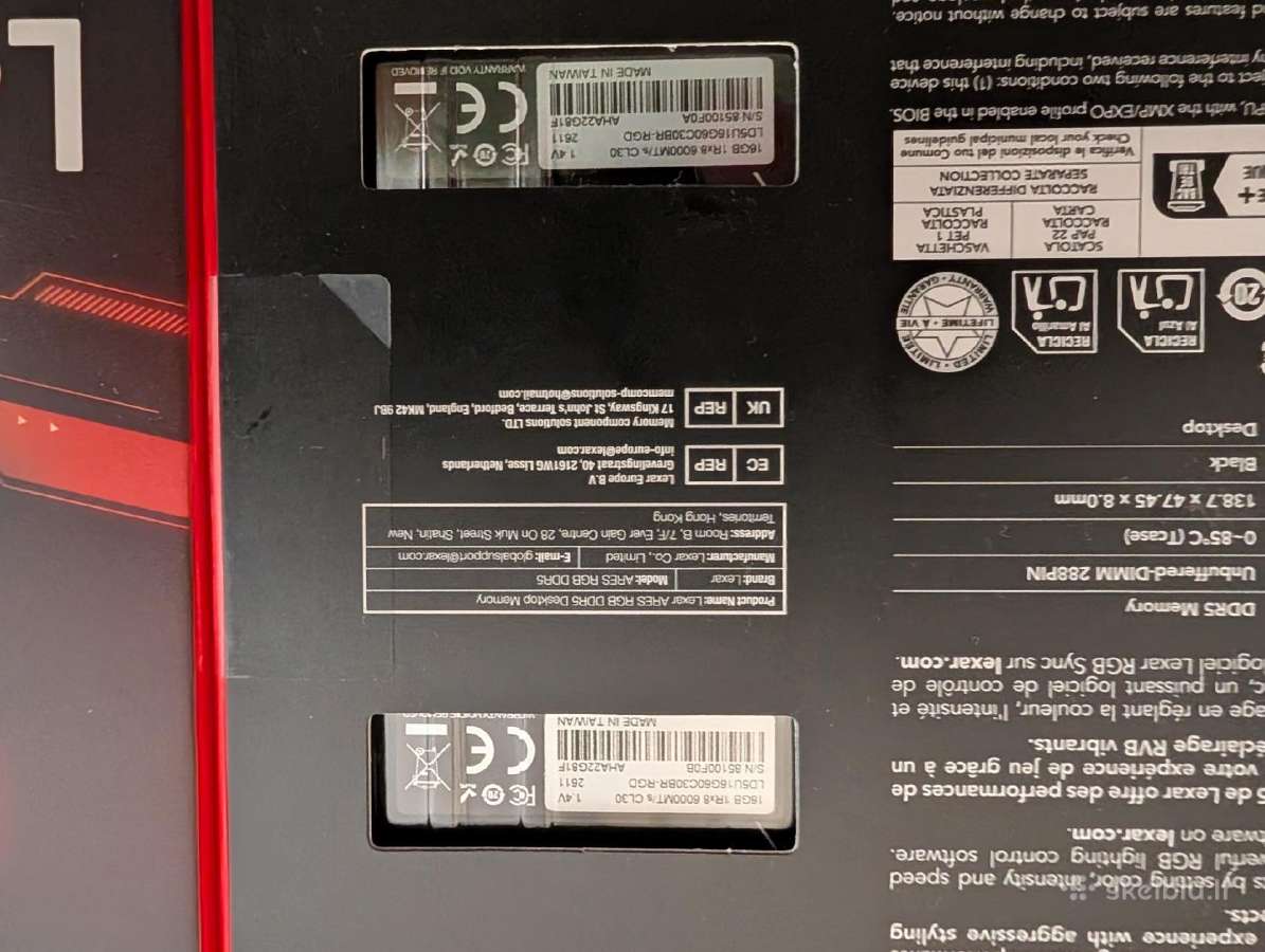 Ddr5 Lexar Ares 2nd Gen 32gb (2x16gb) 6000mhz Cl30 - nuotraukos Nr. 3