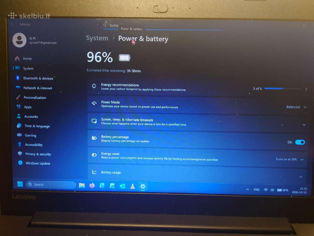 Lenovo Ideapad 32015isk 12gb RAM 120gb SSD 500hdd - nuotraukos Nr. 5