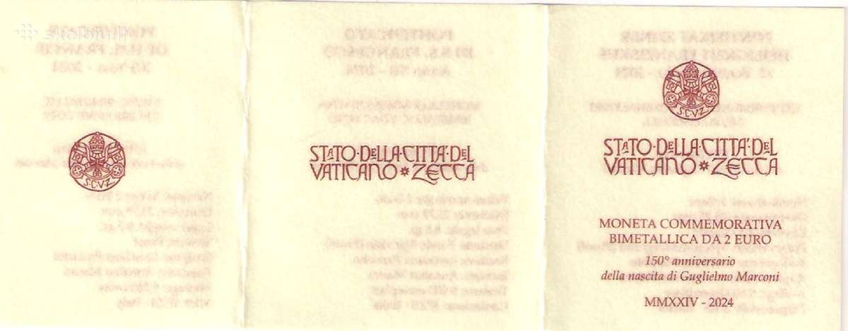2 euro Vatikanas 2024 Guglielmo Marconi Proof - nuotraukos Nr. 5