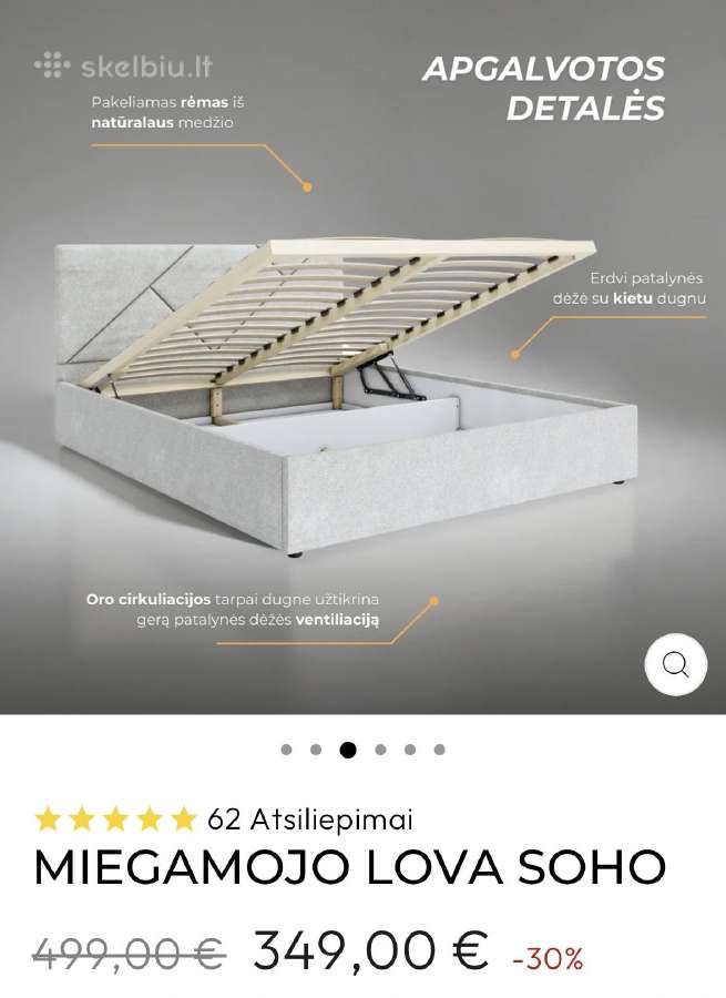 Parduodama nauja lova 140x200 su Dormeo čiužiniu - nuotraukos Nr. 2