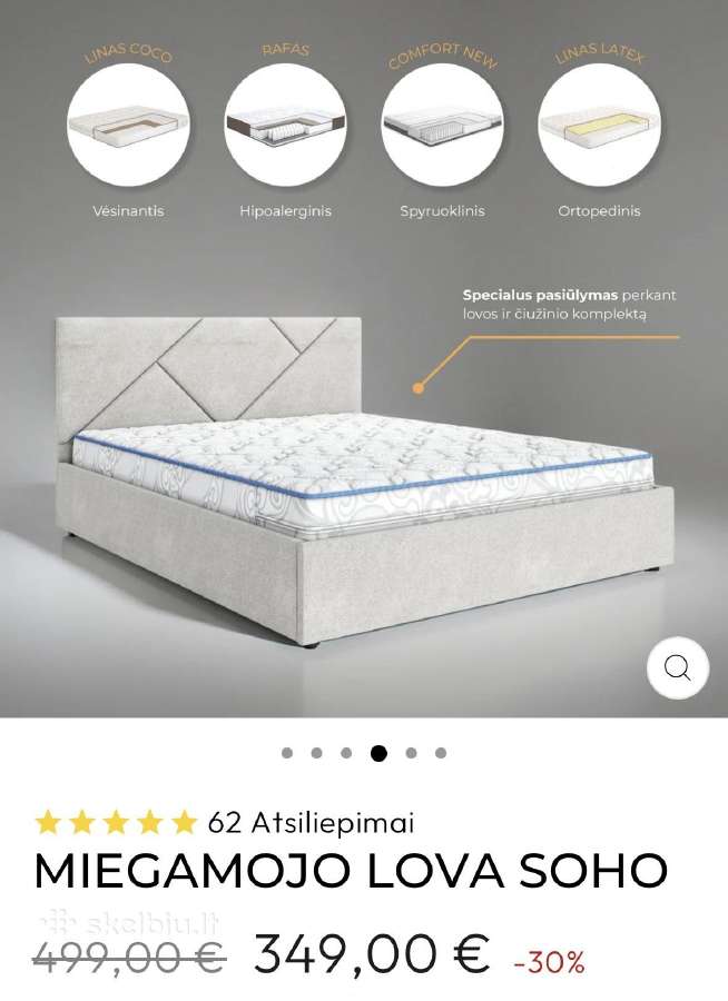 Parduodama nauja lova 140x200 su Dormeo čiužiniu - nuotraukos Nr. 3