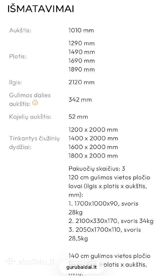 Parduodama nauja lova 140x200 su Dormeo čiužiniu - nuotraukos Nr. 6