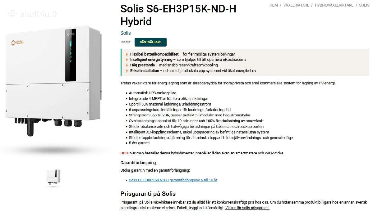 Hibridinis inverteris Solis S6-eh3p15k-nd-h Hybrid - nuotraukos Nr. 3