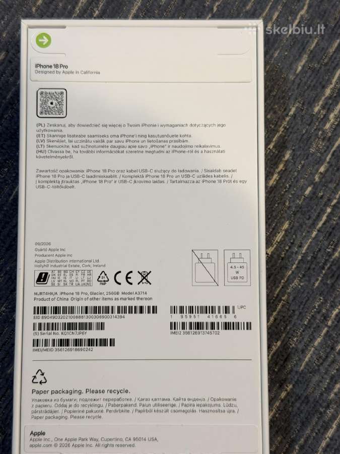 Apple iPhone 18 Pro 256gb Su Garantija - nuotraukos Nr. 3