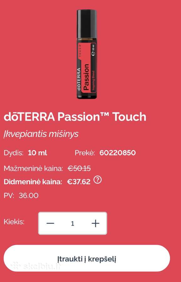 Naujas Doterra eterinis aliejus Passion Touch - nuotraukos Nr. 3