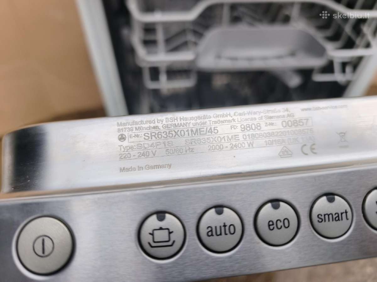 Įmontuojama indaplovė Siemens A+++ plotis 45cm - nuotraukos Nr. 6