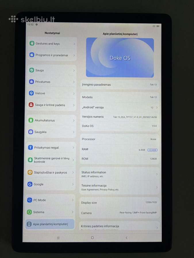 Planšetė 128/6gb - nuotraukos Nr. 3