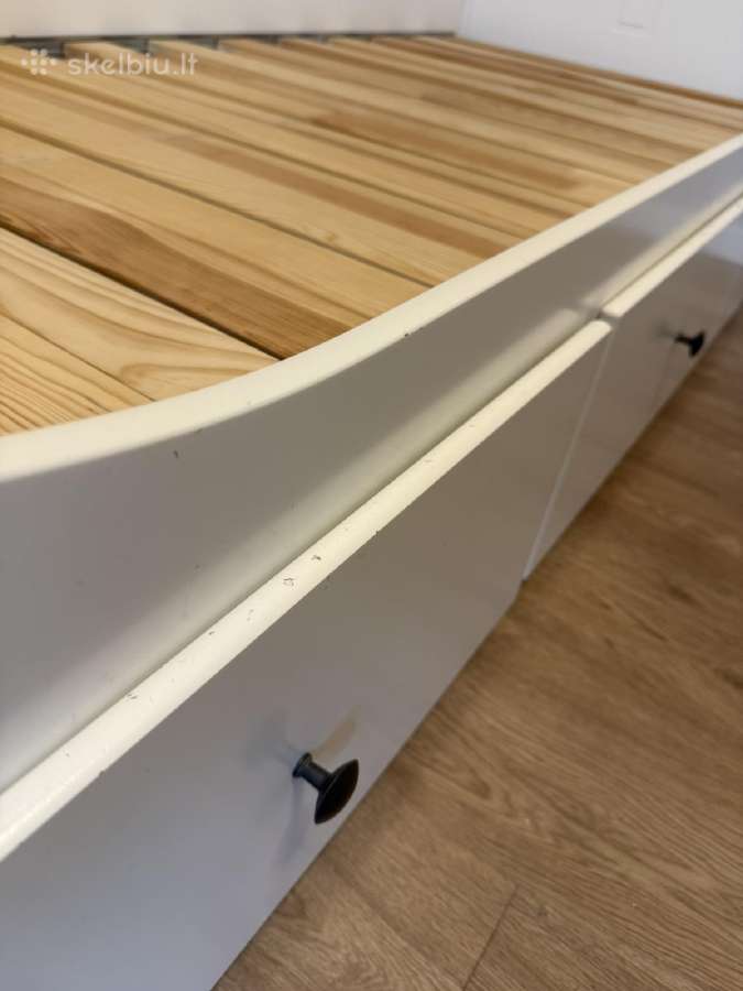 Lova Ikea Hemnes Kušetės rėmas su 3 stalčiais, bal - nuotraukos Nr. 4