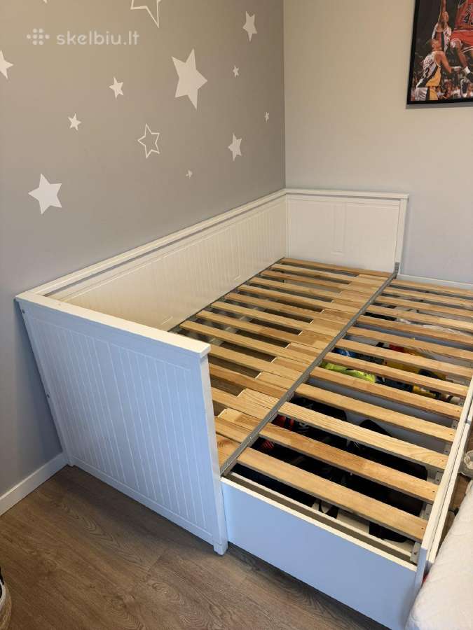 Lova Ikea Hemnes Kušetės rėmas su 3 stalčiais, bal - nuotraukos Nr. 5