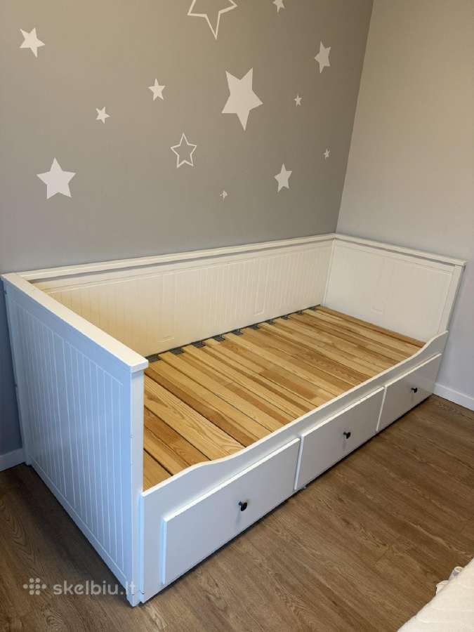 Lova Ikea Hemnes Kušetės rėmas su 3 stalčiais, bal - nuotraukos Nr. 9