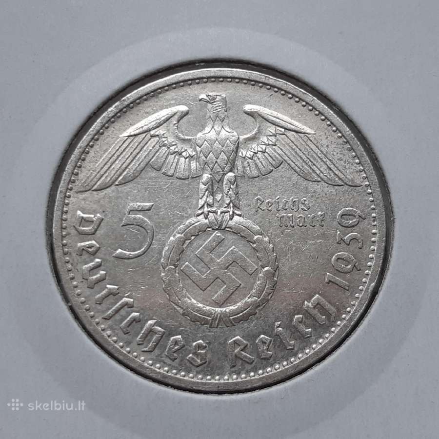 Vokietija 5 reichsmarkės sidabras 1939 B - nuotraukos Nr. 2