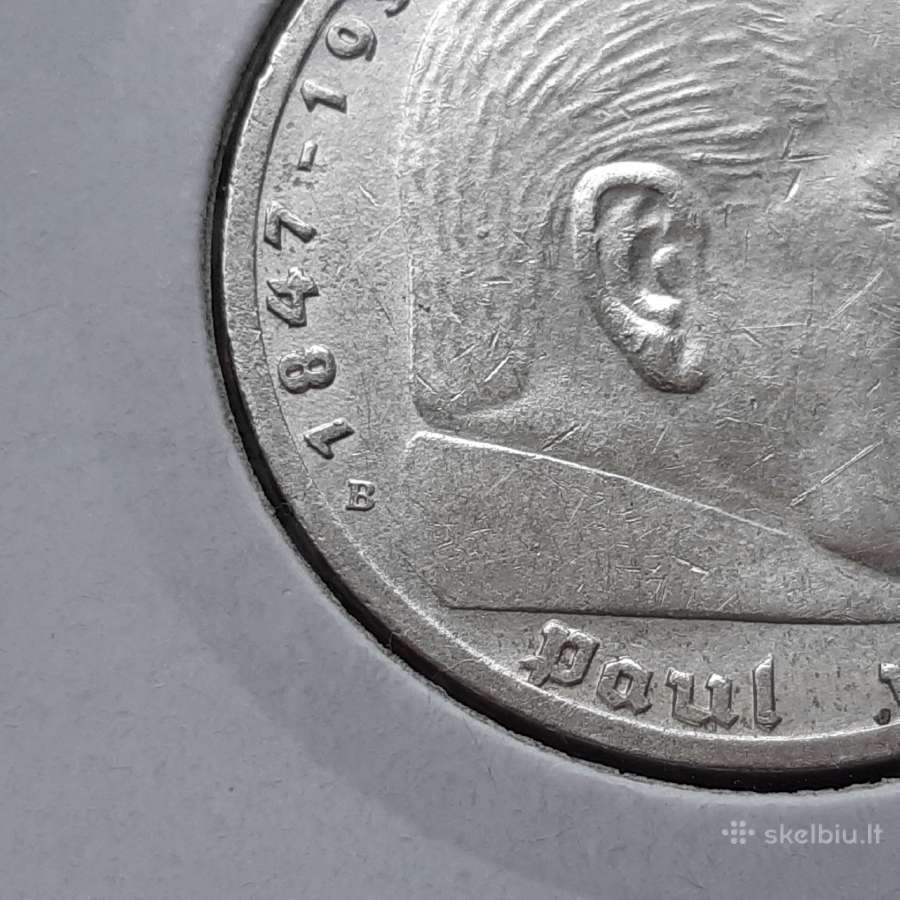 Vokietija 5 reichsmarkės sidabras 1939 B - nuotraukos Nr. 3