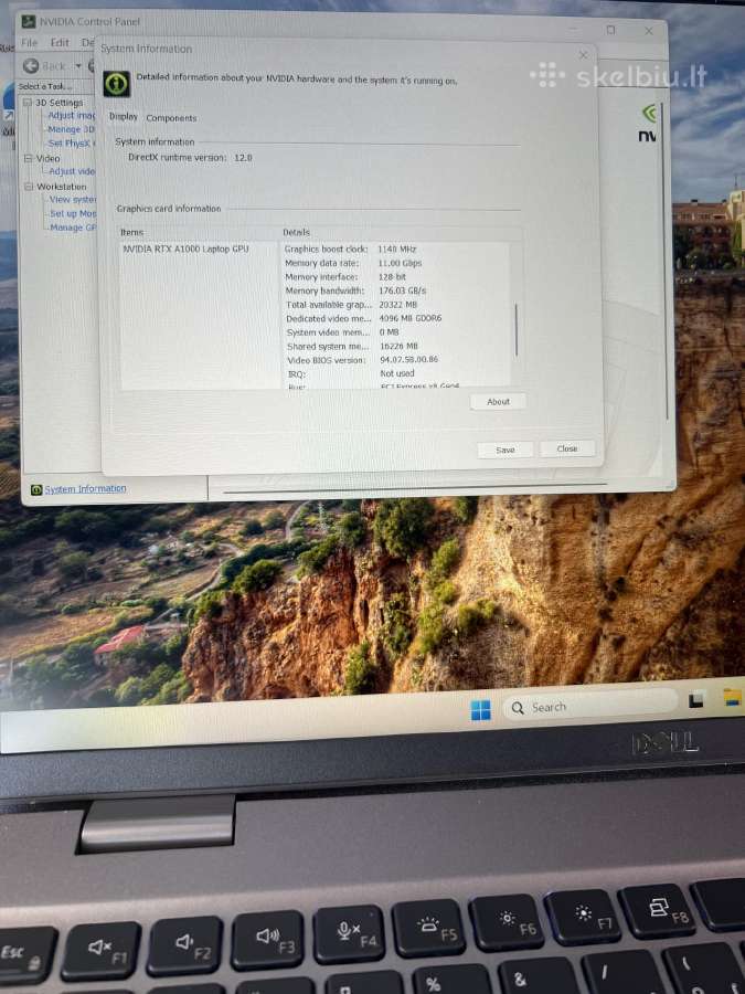 Dell Precision 3571 i7 Rtx Ada - nuotraukos Nr. 9