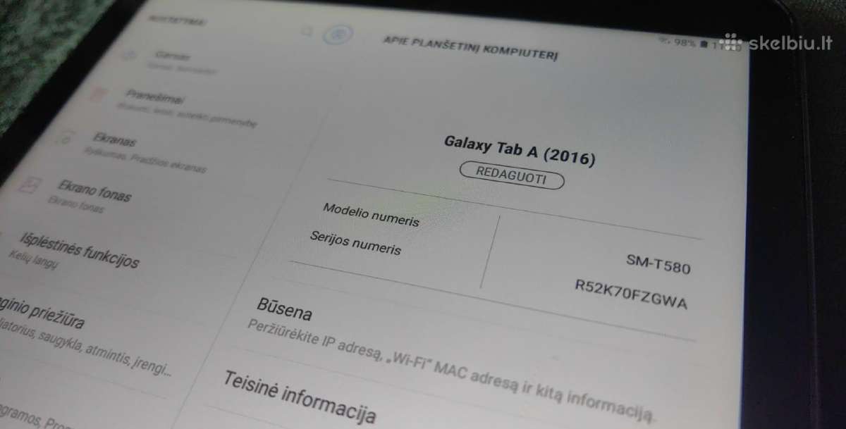 Samsung galaxy Tab A6 T580 32gb - nuotraukos Nr. 3