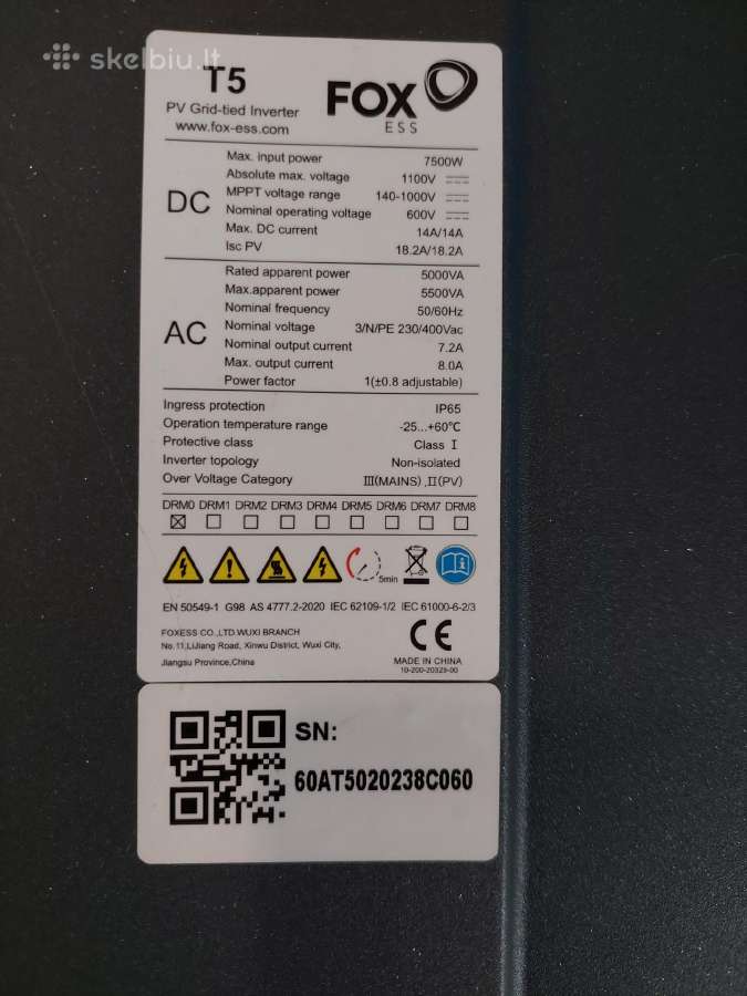 Foxess Inverteris saulės elektrinei 7,5 kw - nuotraukos Nr. 2