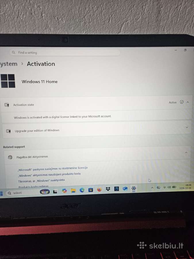 Acer Nitro 5 Gtx 1650 16gb RAM - nuotraukos Nr. 10