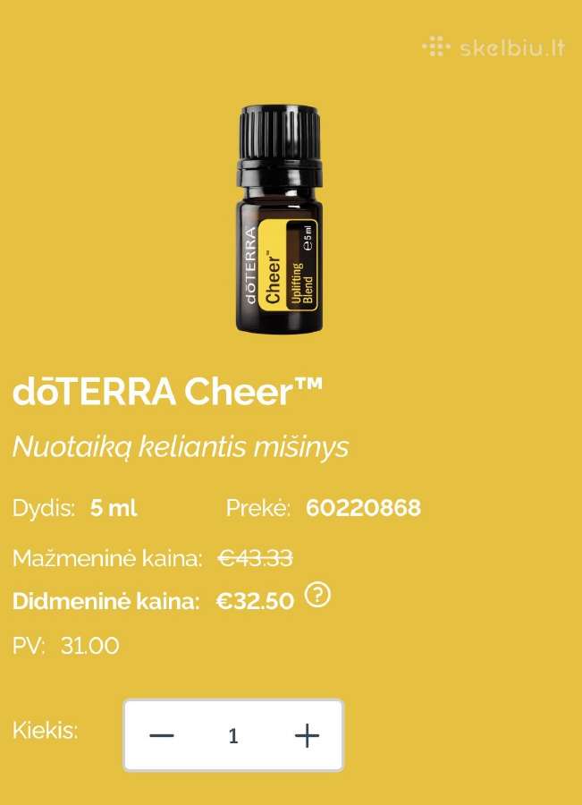 Naujas Doterra eterinis aliejus Cheer 5ml - nuotraukos Nr. 3