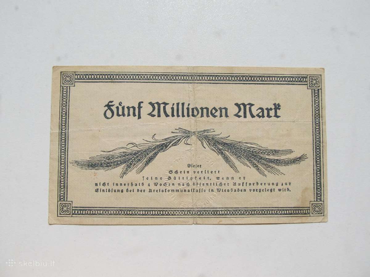 5 milijonai markiu , Wiesbaden Vokietija , 1923 - nuotraukos Nr. 2