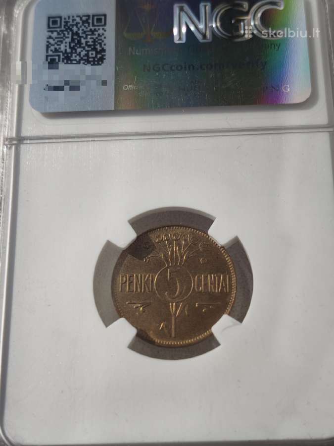 1925 m. 5 centai Ms65 - nuotraukos Nr. 4