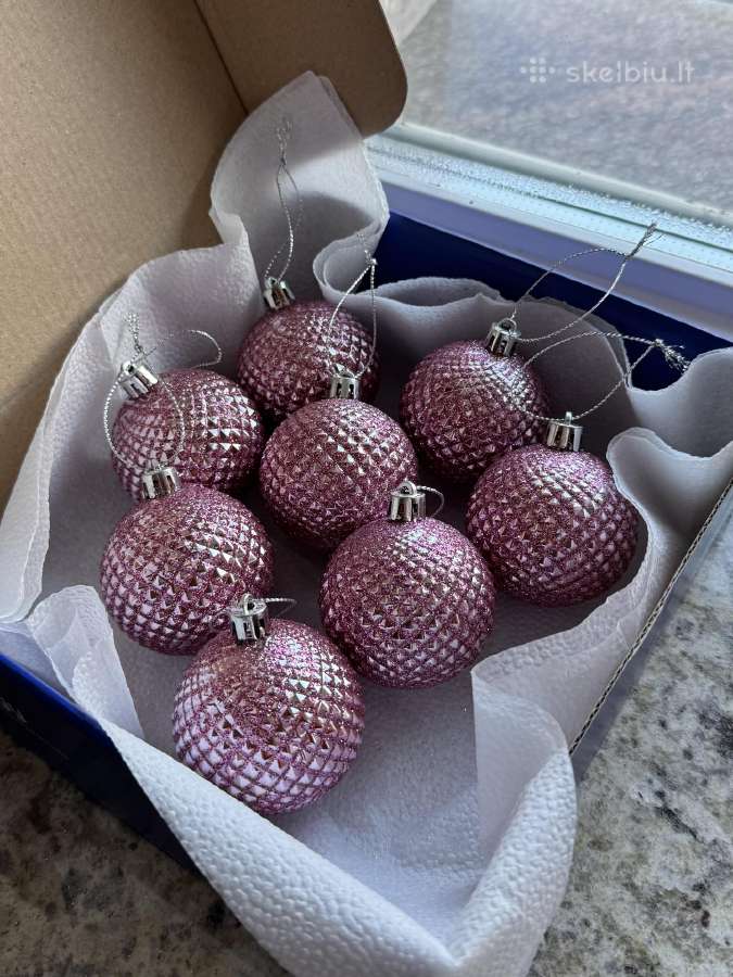 Blizgantys rožiniai kalėdiniai žaisliukai 8vnt. - nuotraukos Nr. 7