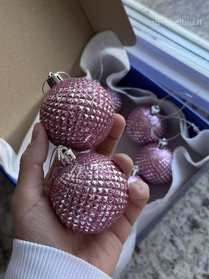 Blizgantys rožiniai kalėdiniai žaisliukai 8vnt. - nuotraukos Nr. 8