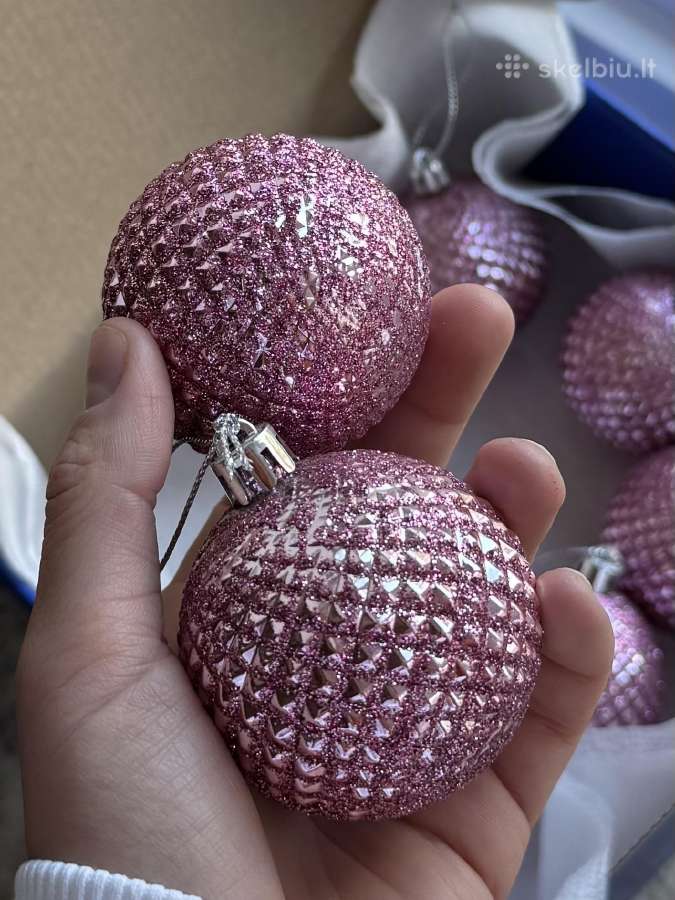 Blizgantys rožiniai kalėdiniai žaisliukai 8vnt. - nuotraukos Nr. 9