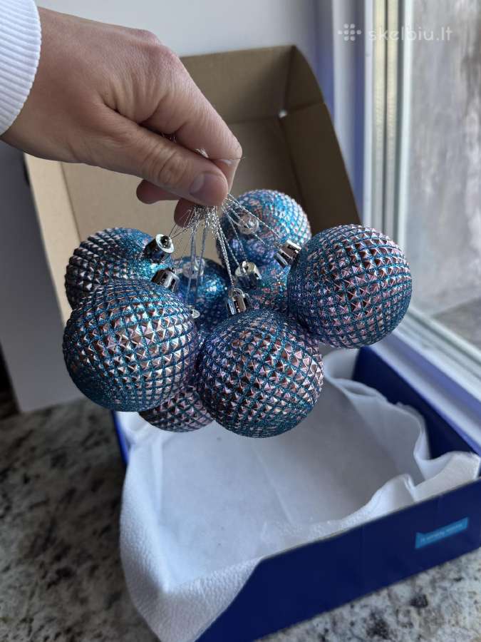 Blizgantys mėlyni kalėdiniai žaisliukai 8vnt. - nuotraukos Nr. 2