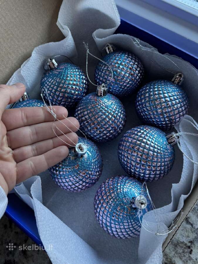 Blizgantys mėlyni kalėdiniai žaisliukai 8vnt. - nuotraukos Nr. 12