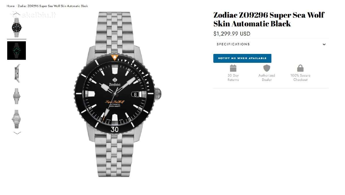 Zodiac Super Sea Wolf Automatic (Zo9296) laikrodis - nuotraukos Nr. 8