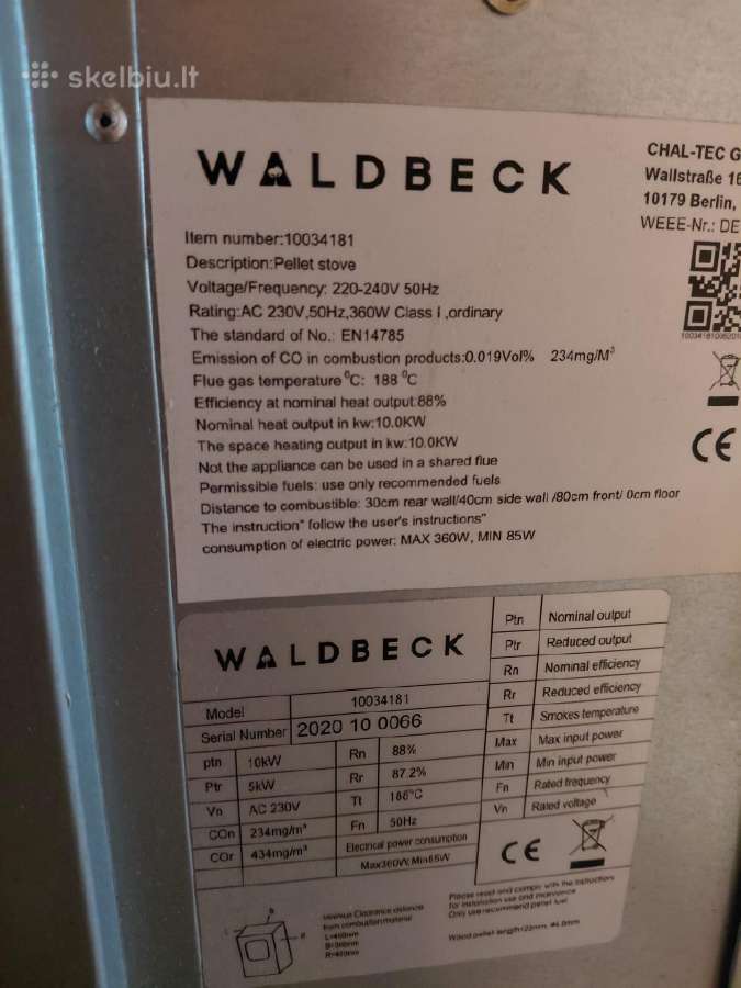 Granulinė krosnelė Waldbeck Energiewende 10 kw - nuotraukos Nr. 3