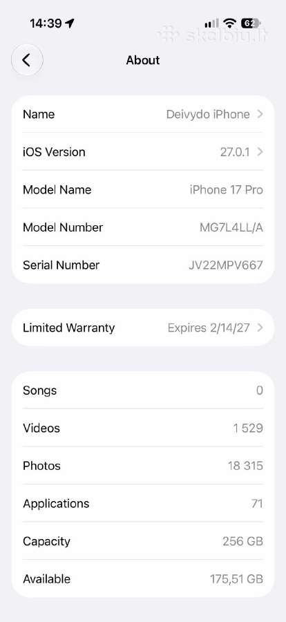 Idealus iPhone 17 Pro (100% baterija, garantija) - nuotraukos Nr. 8