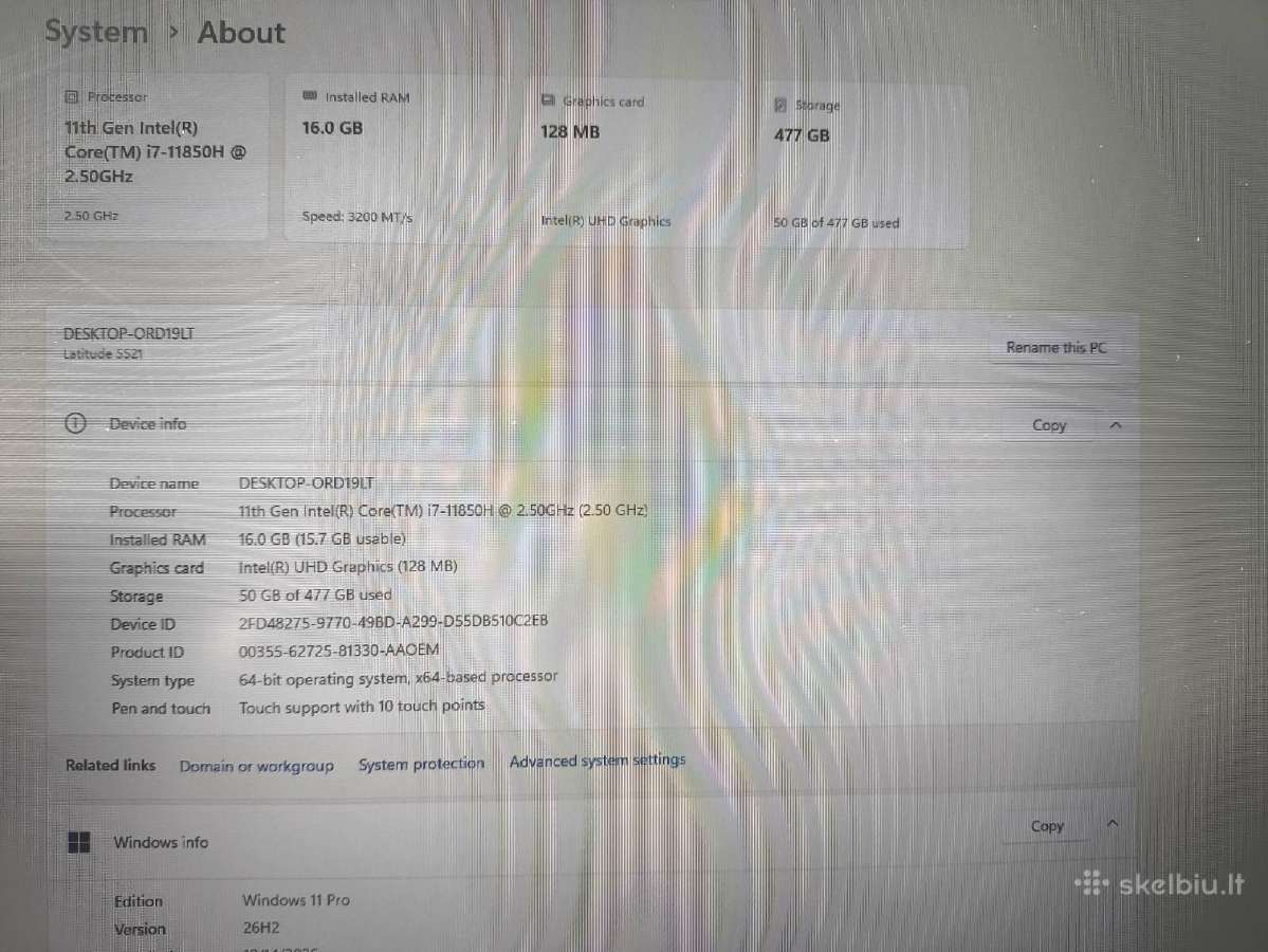 Latitude 15.6 Fhd Ips i7-11850h 16gb 512gb 26% - nuotraukos Nr. 4