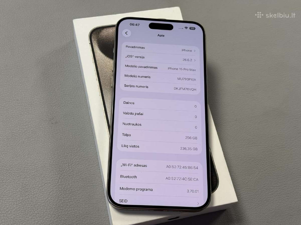 iPhone 15 Pro Max 256gb Visai kaip naujas - nuotraukos Nr. 13