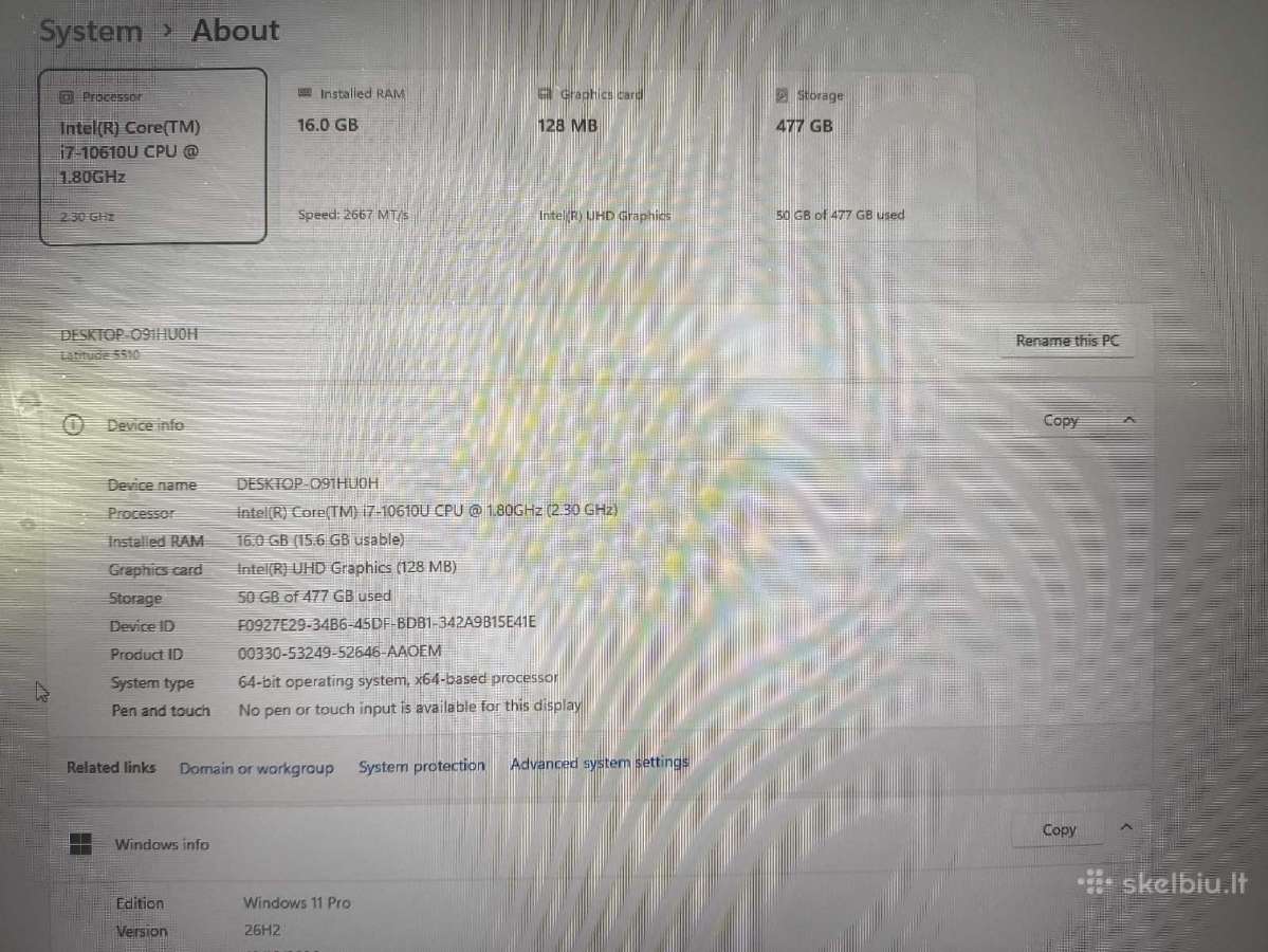 Latitude 15.6 Ips i7-10610u 16gb 512gb 57% - nuotraukos Nr. 4