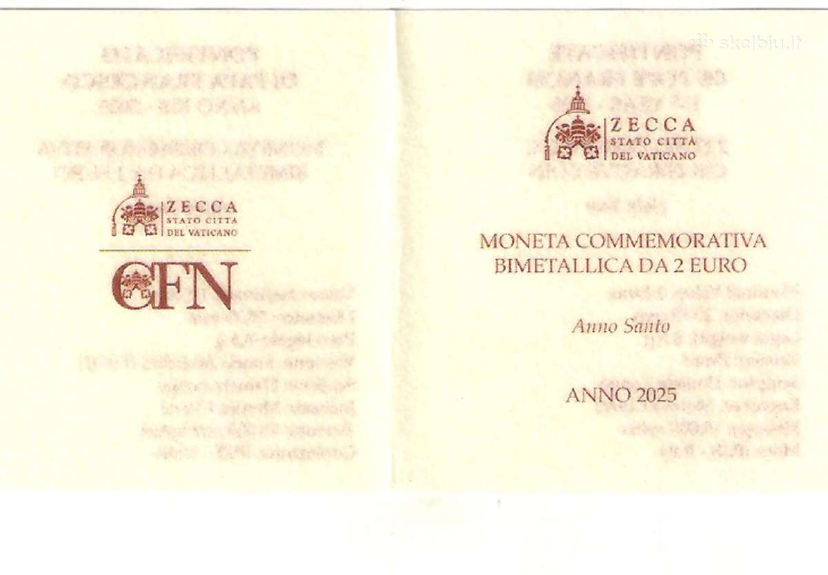 2 euro moneta Vatikanas 2025 Jubiliejus Proof - nuotraukos Nr. 3