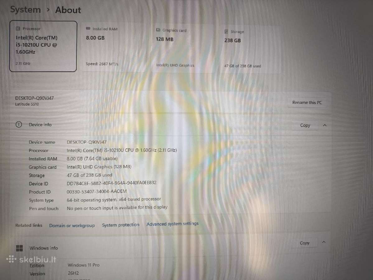 Latitude 5510 15.6 Ips i5-10210u 8gb 256gb 11% - nuotraukos Nr. 4