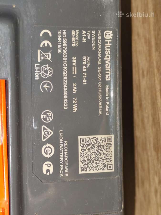 Parduodu baterija ličio Husqvarna 40-b70 - nuotraukos Nr. 2