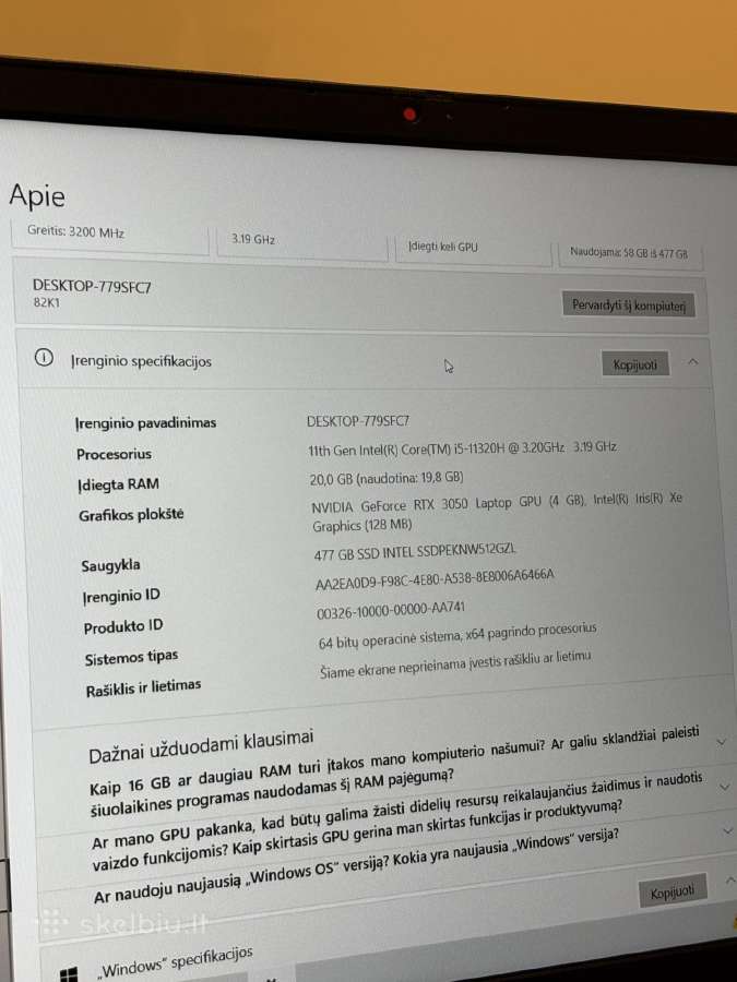 Lenovo Ideapad Gaming 3 15ihu6 - nuotraukos Nr. 3