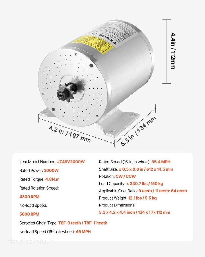 2kw elektrinis variklis su valdikliu 48v Bldc - nuotraukos Nr. 4
