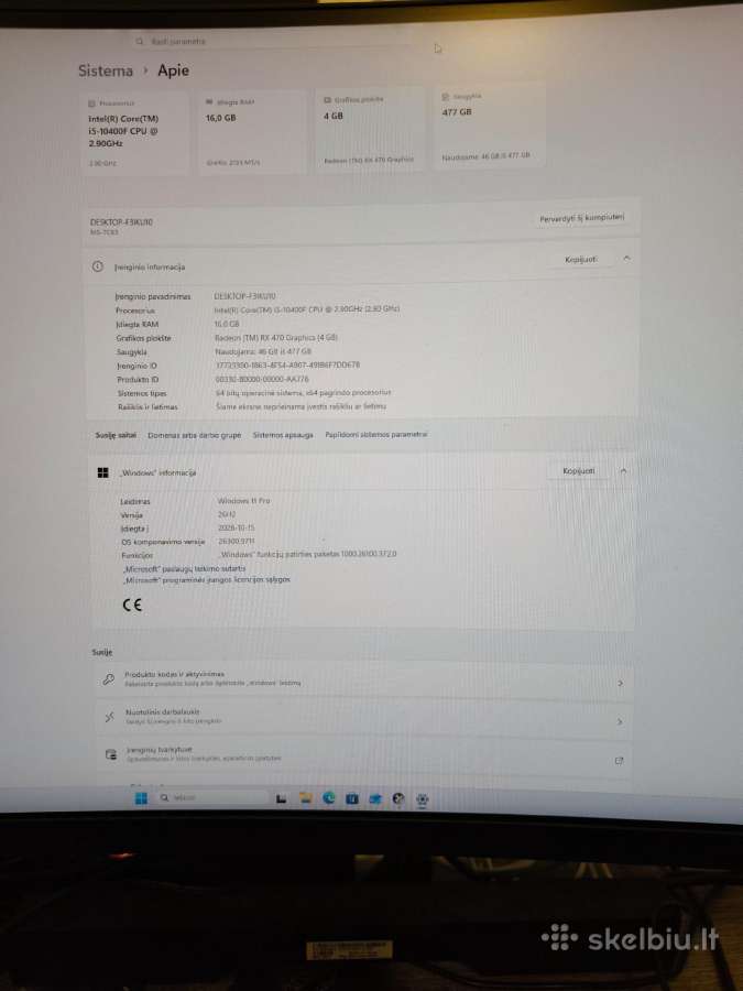 I5-10400f, 16gb, 500ssd, rx470 4gb - nuotraukos Nr. 6