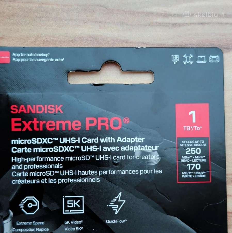 Sandisk Extreme Pro 1 TB 250mb/s 5k Video - nuotraukos Nr. 2