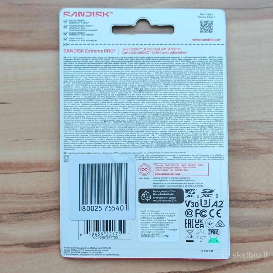 Sandisk Extreme Pro 1 TB 250mb/s 5k Video - nuotraukos Nr. 3