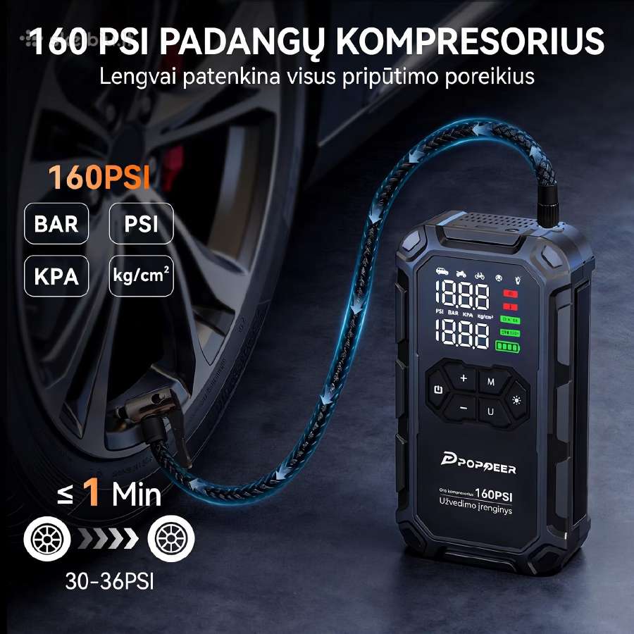 Powerbank/užvedėjas/kompresorius/LED žibintuvėlis - nuotraukos Nr. 3