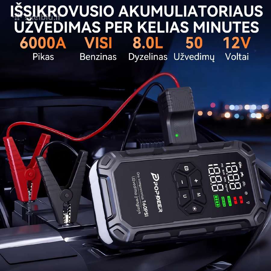 Powerbank/užvedėjas/kompresorius/LED žibintuvėlis - nuotraukos Nr. 4