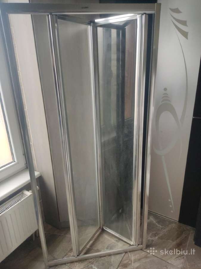 Kampinės 2-jų dalių rėminės stiklinės dušo durys - nuotraukos Nr. 5
